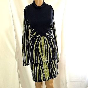 NEW Young Broke & Fabulous SMALL Tie Dyed WOMEN Navy Blue Light Green NWOT